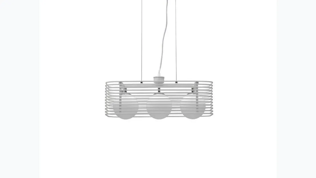 Lampada a sospensione Cage in metallo Bianco di Stones