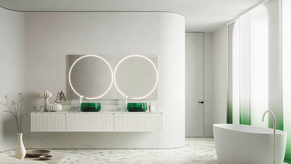 Mobile da Bagno sospeso Absolute 43 in vetro laccato di Arbi