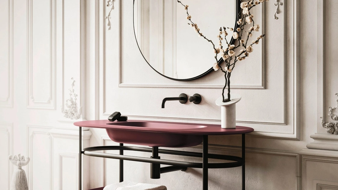 Mobile da Bagno sospeso Almond 02 in laccato opaco di Arbi