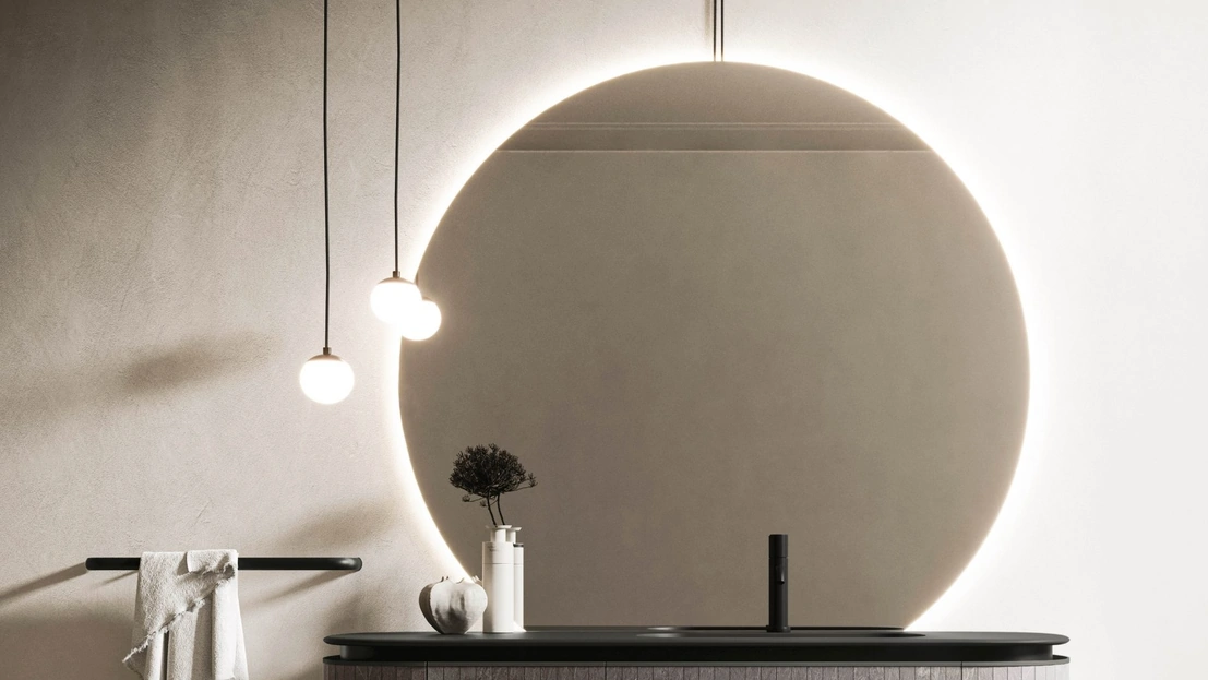 Mobile da Bagno sospeso Almond 08 in Laminam Burgundy di Arbi