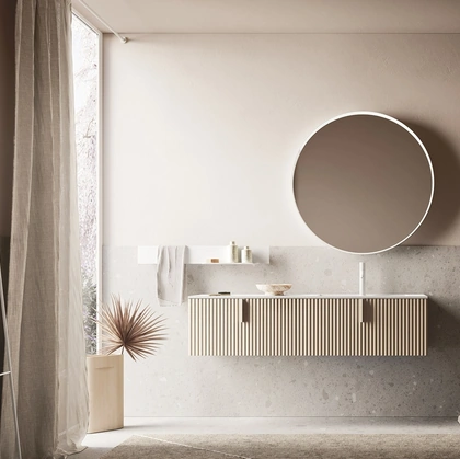 Mobile da Bagno sospeso Code Wave 09 in legno di Arbi