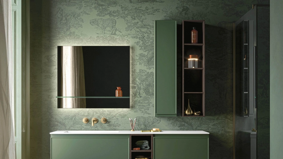 Mobile da Bagno sospeso Decor Green mood in laccato opaco di Arbi