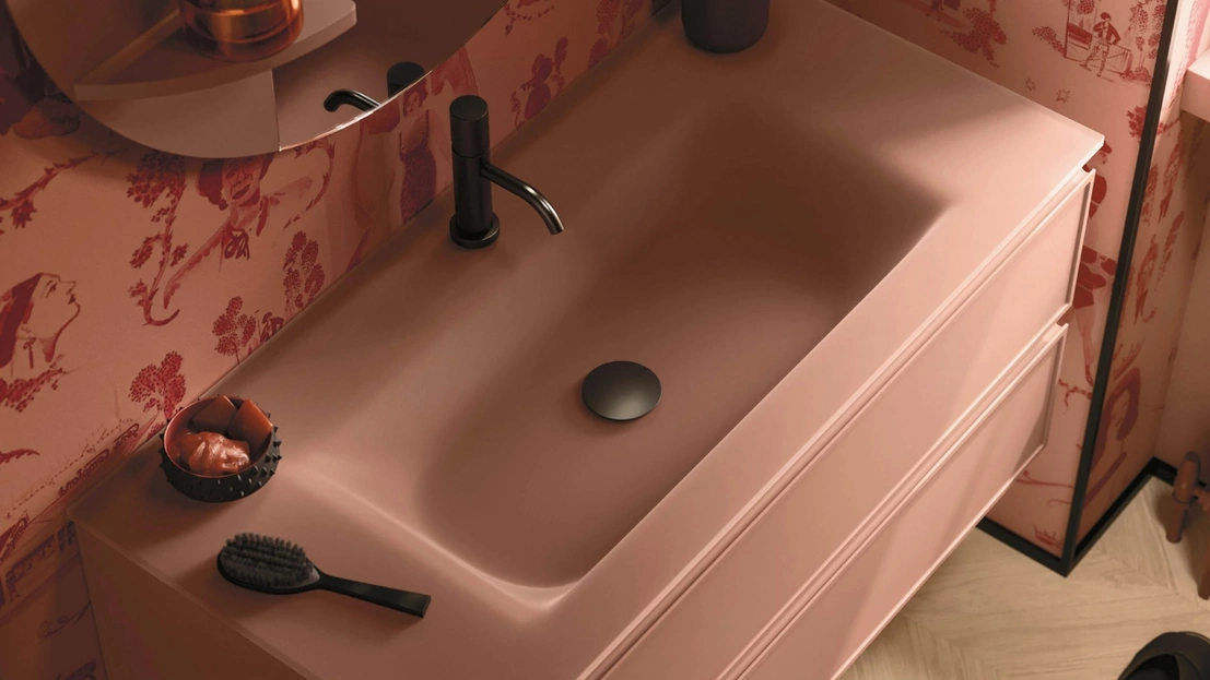 Mobile da Bagno sospeso Decor Pink palette in laccato di Arbi