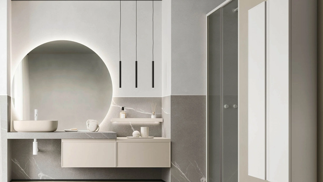 Mobile da Bagno sospeso Decor Relax grey in laccato di Arbi