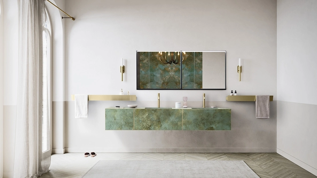 Mobile da Bagno sospeso Luxor 02 in Laminam Ossido Verderame di Arbi