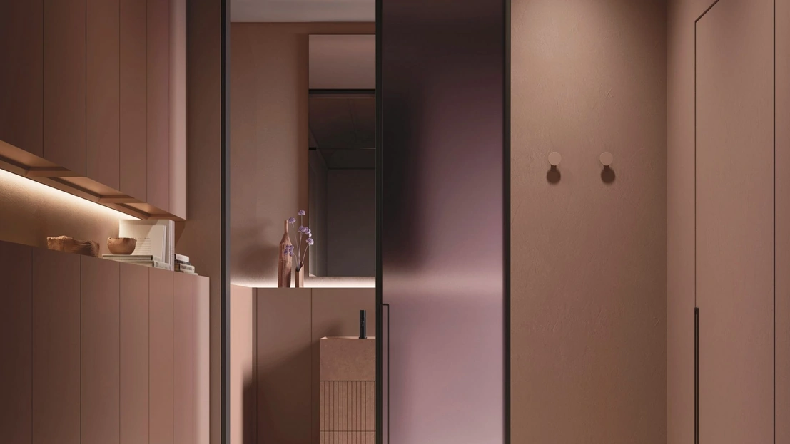 Mobile da Bagno a terra salvaspazio Over 05 in laccato con monolite in gres di Arbi