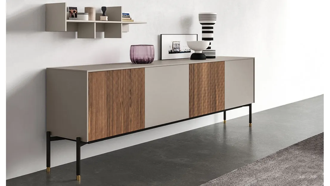 Madia moderna BK01|2 in laccato e impiallacciato di Cinquepuntozero