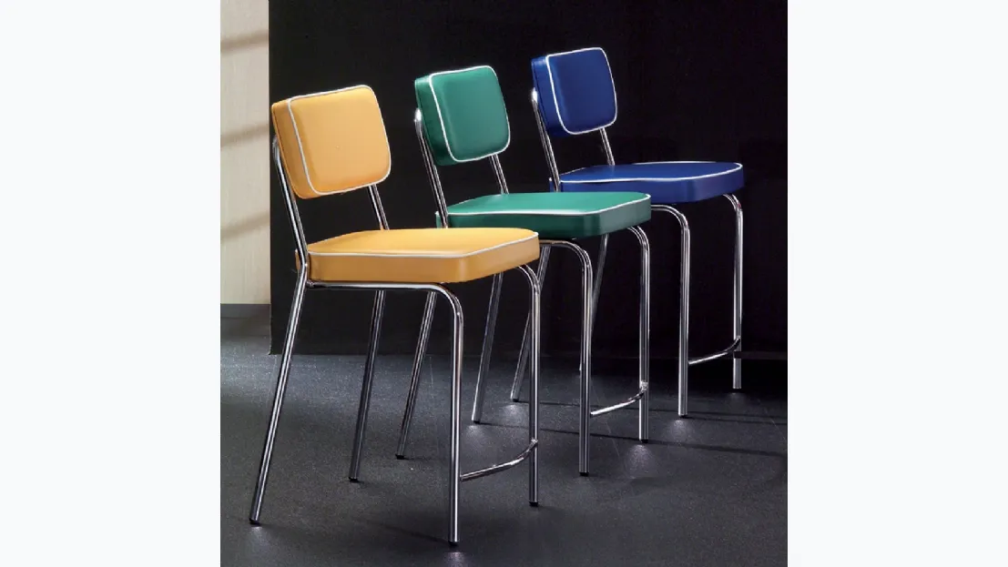 Sgabello Hollywood Stool 60 in ecopelle imbottita di La Seggiola