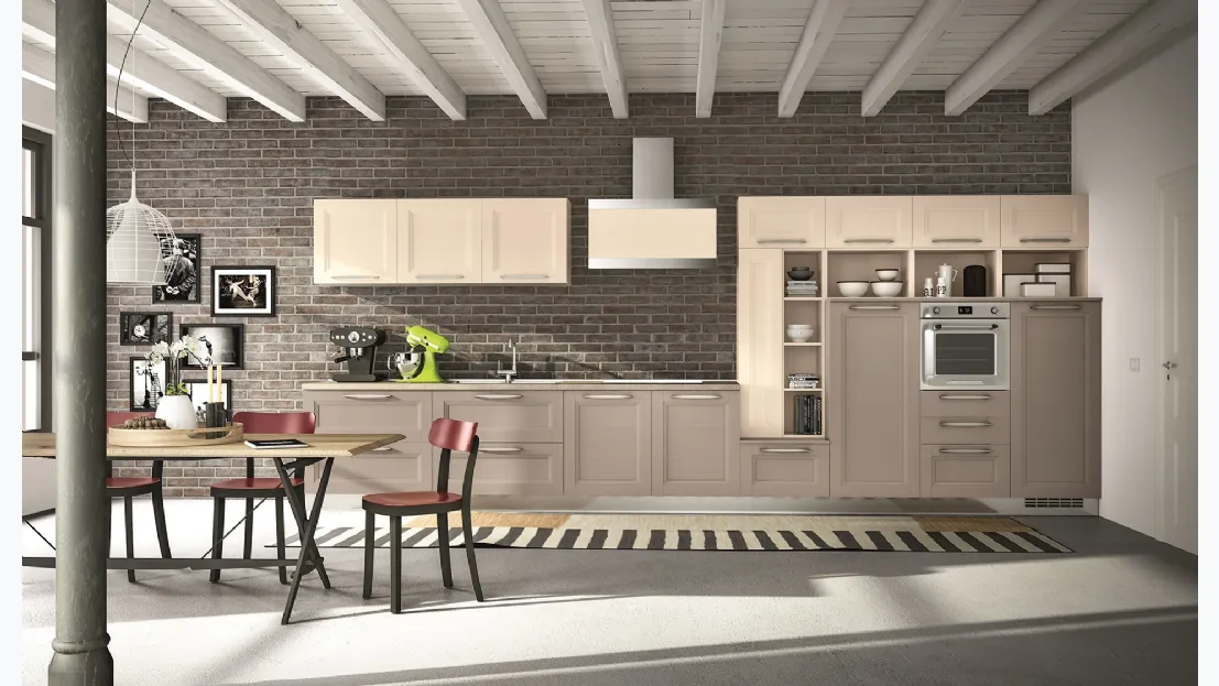 Cucina Classica lineare Alba 06 in legno laccato di Essebi