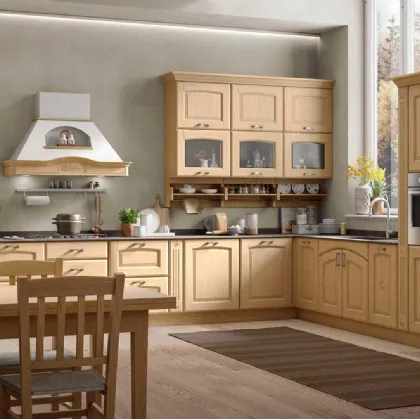 Cucina Classica ad angolo Olimpia in rovere naturale di Mobilturi