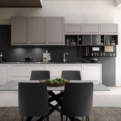 Cucina Moderna angolare Incanto frassino ghisa e bianco di Mobilturi