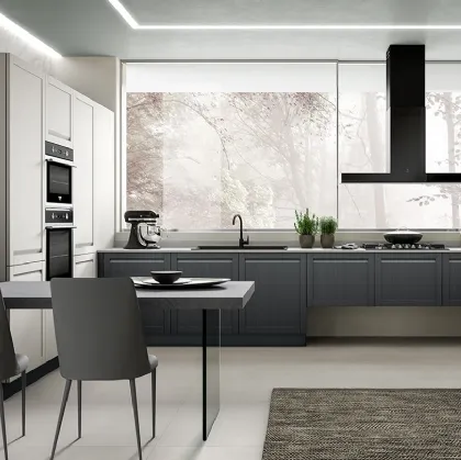 Cucina Moderna con penisola Incanto frassino ardesia e madreperla di Mobilturi