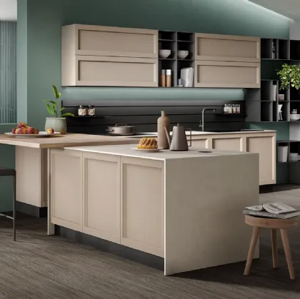 Cucina Moderna con penisola Lea finitura canapa e ardesia di Mobilturi