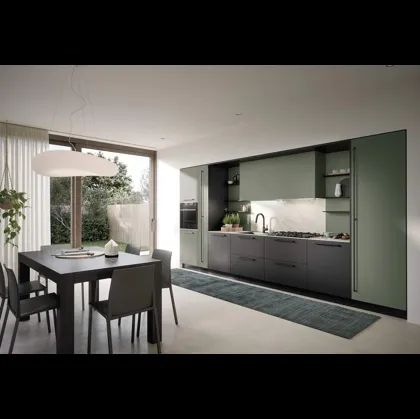 Cucina Moderna lineare laccata opaca Luce Composizione 02 di Prima Cucine
