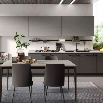 Cucina Moderna angolare Nevada finitura cemento scuro e cemento grigio di Mobilturi