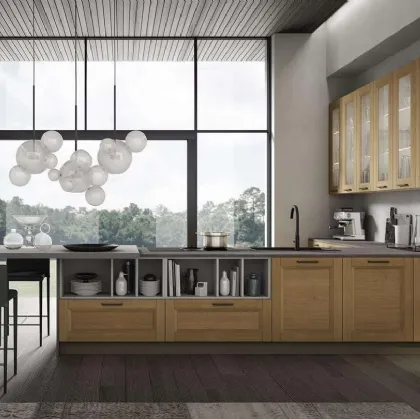 Cucina Moderna con penisola Nina in rovere miele di Mobilturi