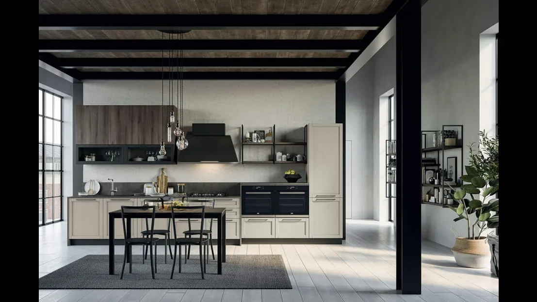 Cucina Moderna lineare Noah Composizione 04 in legno laccato di Prima Cucine