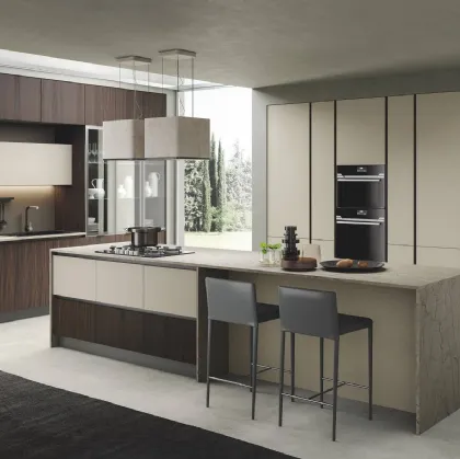 Cucina Moderna con isola Pop noce bruciato e corda di Mobilturi