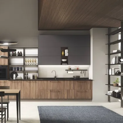 Cucina Moderna lineare Pop noce e grafite di Mobilturi