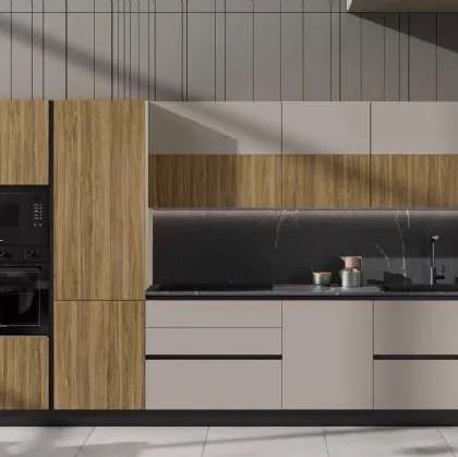 Cucina Moderna Sandy 01 Canapa e Noce di Net Cucine