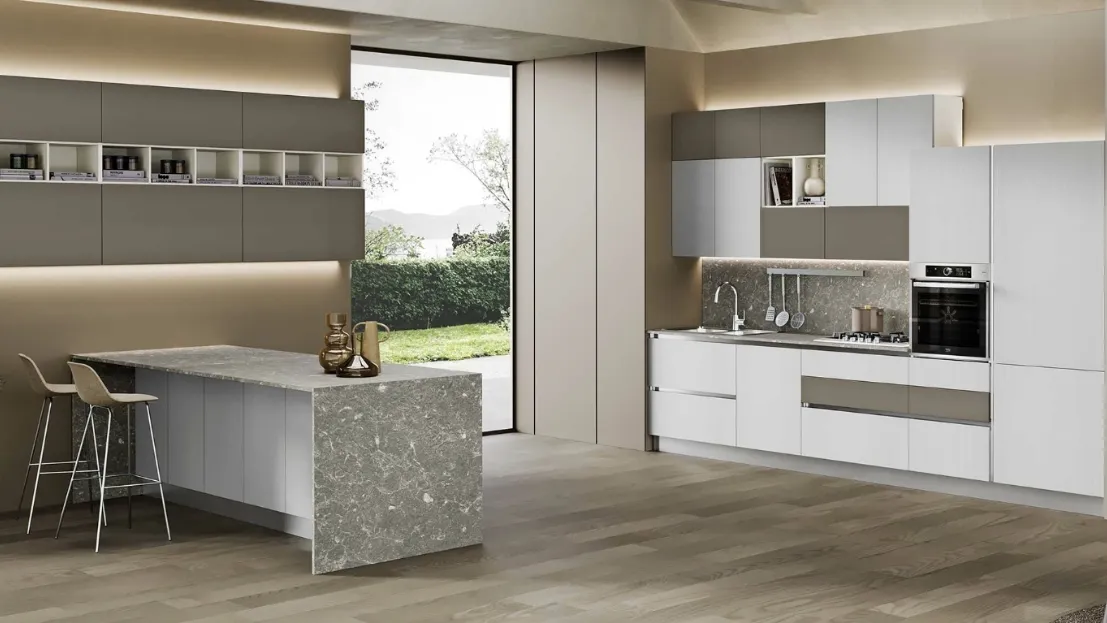 Cucina Moderna Sandy 04 Bronzo e Bianco di Net Cucine