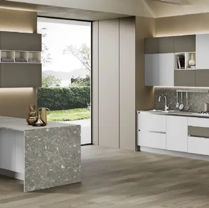 Cucina Moderna Sandy 04 Bronzo e Bianco di Net Cucine