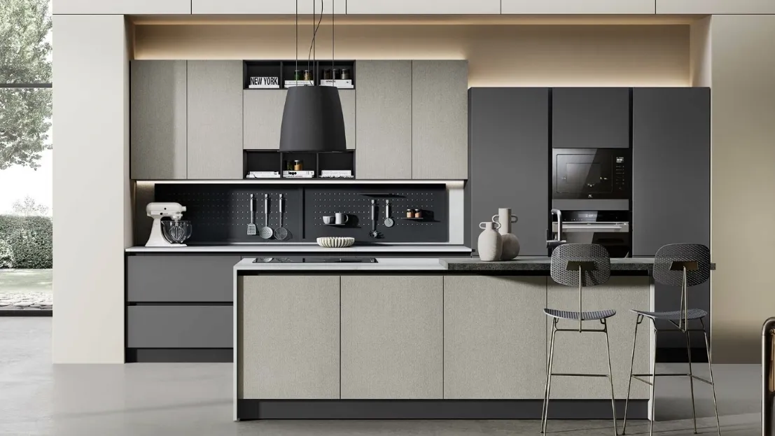 Cucina Moderna Sandy 05 Antracite e Grigio di Net Cucine