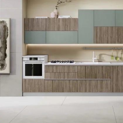 Cucina Moderna Sandy 06 Rovere e Verde Salvia di Net Cucine
