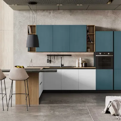 Cucina Moderna Sandy 02 Ghiaccio e Blu di Net Cucine