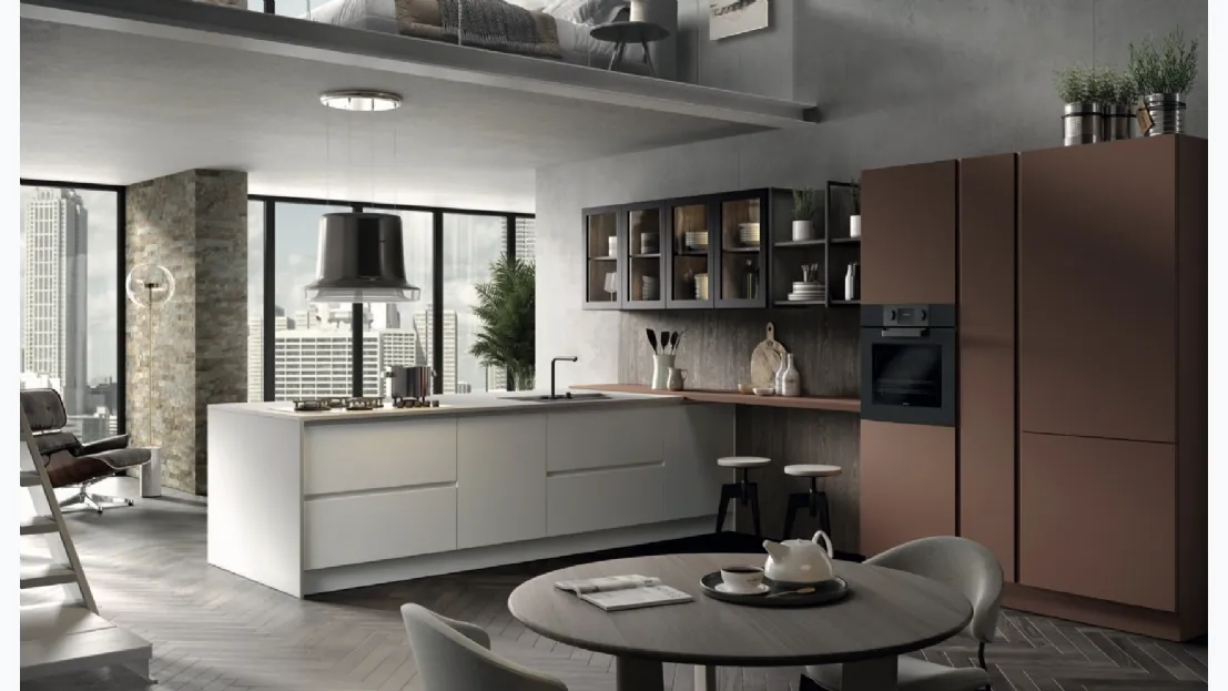 Cucina Moderna con penisola Seta 07 di Essebi