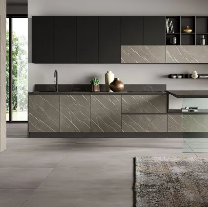 Cucina Moderna con penisola Stratos in HPL di Mobilturi